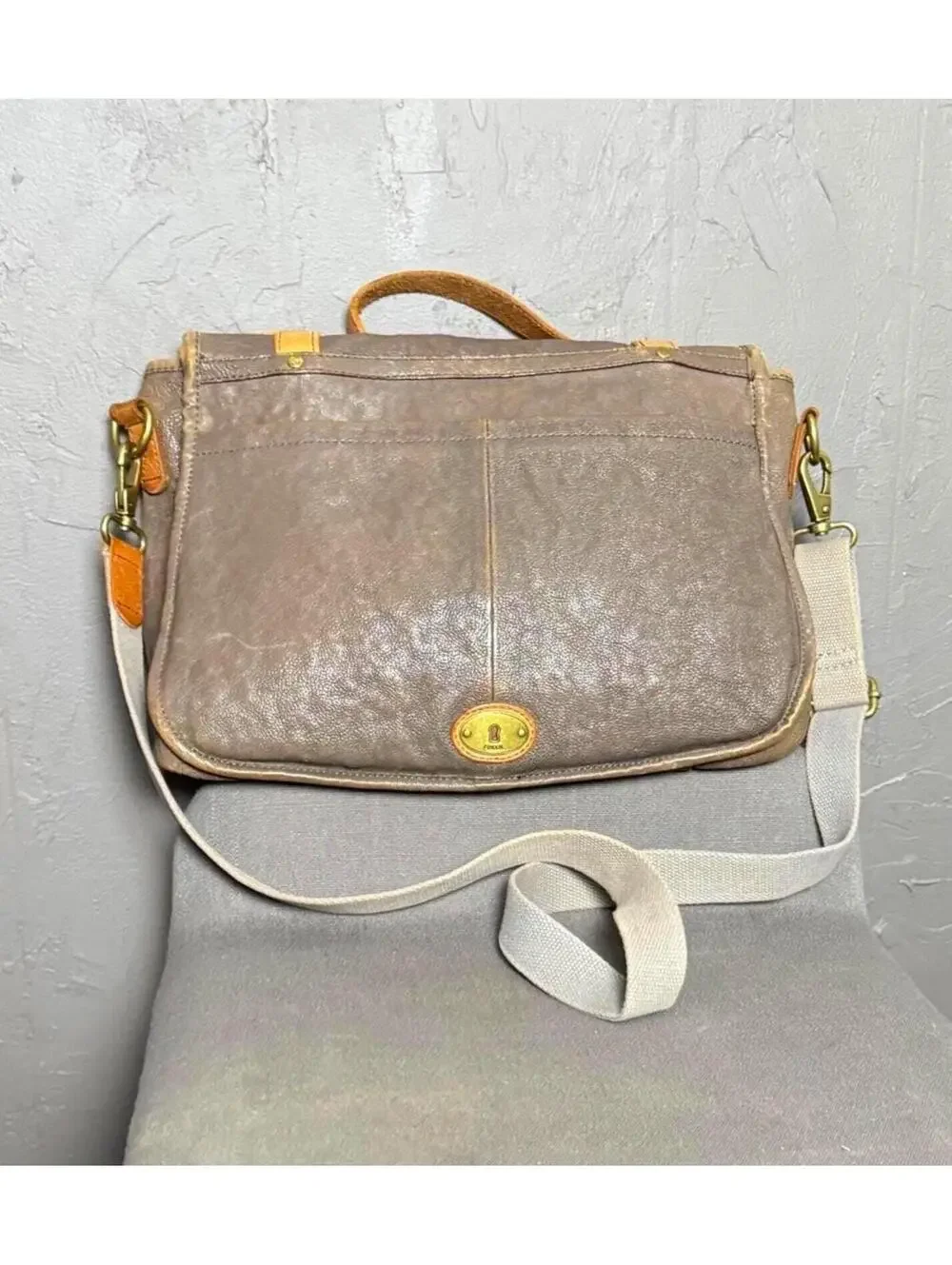 Y2K Leather Messenger Bag from FOSSIL Crossbody or Top Handle Laptop Bag